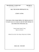 Tóm tắt Luận văn Thạc sĩ Quản lý công: Ứng dụng công nghệ thông tin trong quản lý văn bản tại các cơ quan chuyên môn thuộc Uỷ ban nhân dân tỉnh Đắk Lắk