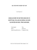 Đánh giá một số chỉ tiêu sinh sản và huyết học của lợn nái móng cái nuôi tại huyện hải hậu, tỉnh nam định   