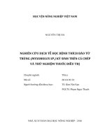 Nghiên cứu dịch tễ học bệnh thích bào tử trùng (myxobolus sp ) ký sinh trên cá chép và thử nghiệm thuốc điều trị   