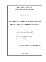 Thực trạng và giải pháp phát triển kinh tế hộ nông dân ở huyện đan phượng, tỉnh hà tây 