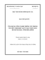 Tóm tắt Luận văn Thạc sĩ Quản lý công: Ứng dụng công nghệ thông tin trong tổ chức hội họp tại Uỷ ban nhân dân huyện Đà Bắc, tỉnh Hòa Bình