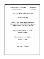 Tóm tắt Luận văn Thạc sĩ Quản lý công: Quản lý nhà nước về đào tạo nghề cho lao động nông thôn trên địa bàn huyện Krông Búk, tỉnh Đắk Lắk