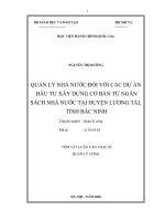 Tóm tắt Luận văn Thạc sĩ Quản lý công: Quản lý nhà nước đối với các dự án đầu tư xây dựng cơ bản từ ngân sách nhà nước tại huyện Lương Tài, tỉnh Bắc Ninh