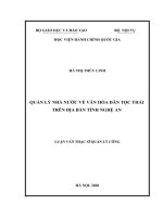 Luận văn Thạc sĩ Quản lý công: Quản lý nhà nước về văn hóa dân tộc Thái trên địa bàn tỉnh Nghệ An