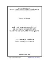 Giải pháp huy động nguồn lực để xây dựng nông thôn mới tại huyện yên sơn tỉnh tuyên quang 