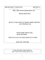 Tóm tắt Luận văn Thạc sĩ Quản lý công: Quản lý Nhà nước về thi đua khen thưởng tại tỉnh Đắk Lắk