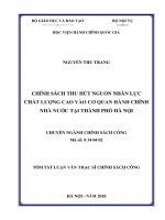 Tóm tắt Luận văn Thạc sĩ Chính sách công: Chính sách thu hút nguồn nhân lực chất lượng cao vào cơ quan hành chính nhà nước tại thành phố Hà Nội