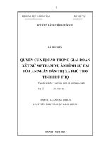 Tóm tắt Luận văn Thạc sĩ Luật Hiến pháp và Luật Hành chính: Quyền của bị cáo trong giai đoạn xét xử sơ thẩm vụ án hình sự tại Tòa án nhân dân thị xã Phú Thọ, tỉnh Phú Thọ