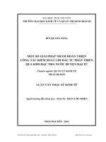 Một số giải pháp nhằm hoàn thiện công tác kiểm soát chi đầu tư phát triển qua kho bạc nhà nước huyện đại từ 