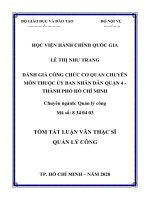 Tóm tắt Luận văn Thạc sĩ Quản lý công: Đánh giá công chức cơ quan chuyên môn thuộc Ủy ban nhân dân Quận 4, Thành phố Hồ Chí Minh