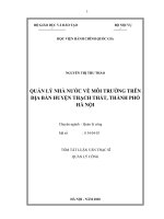 Tóm tắt Luận văn Thạc sĩ Quản lý công: Quản lý nhà nước về môi trường trên địa bàn huyện Thạch Thất, thành phố Hà Nội