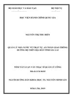 Tóm tắt Luận văn Thạc sĩ Quản lý công: Quản lý nhà nước về Trật tự, an toàn giao thông đường bộ trên địa bàn tỉnh Gia Lai