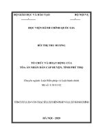 Tóm tắt Luận văn Thạc sĩ Luật Hiến pháp và Luật hành chính: Tổ chức và hoạt động của Tòa án nhân dân cấp huyện, tỉnh Phú Thọ