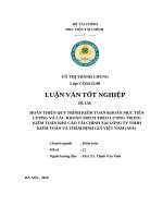HOÀN THIỆN QUY TRÌNH KIỂM TOÁN KHOẢN MỤC TIỀN LƯƠNG VÀ CÁC KHOẢN TRÍCH THEO LƯƠNG TRONG KIỂM TOÁN BÁO CÁO TÀI CHÍNH TẠI CÔNG TY TNHH KIỂM TOÁN VÀ THẨM ĐỊNH GIÁ VIỆT NAM (AVA)