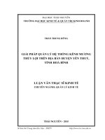 Giải pháp quản lý hệ thống kênh mương thủy lợi trên địa bàn huyện yên thuỷ tỉnh hoà bình 