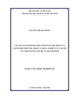 Các yếu tố ảnh hưởng đến tính tuân thủ thuế của người nộp thuế thu nhập cá nhân nghiên cứu tại chi cục thuế huyện nhà bè, tp  hồ chí minh khách hàng tại tp  hc 