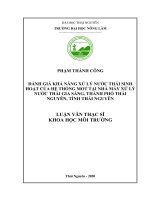 Đánh giá khả năng xử lý nước thải sinh hoạt của hệ thống MOT tại nhà máy xử lý nước thải gia sàng, thành phố thái nguyên, tỉnh thái nguyên 