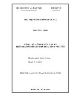 Tóm tắt Luận văn Thạc sĩ Quản lý công: Năng lực công chức cấp xã trên địa bàn huyện Phú Hòa, tỉnh Phú Yên
