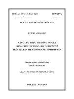 Tóm tắt Luận văn Thạc sĩ Quản lý công: Năng lực thực thi công vụ của công chức Tư pháp - Hộ tịch cấp xã trên địa bàn thị xã Sông Cầu, tỉnh Phú Yên