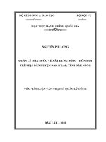 Tóm tắt Luận văn Thạc sĩ Quản lý công: Quản lý nhà nước về xây dựng nông thôn mới trên địa bàn huyện Đắk R’lấp, tỉnh Đắk Nông