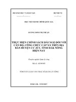 Tóm tắt Luận văn Thạc sĩ Quản lý công: Thực hiện chính sách đãi ngộ đối với cán bộ, công chức cấp xã trên địa bàn huyện Cư Jút, tỉnh Đắk Nông