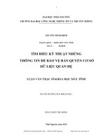Tìm hiểu kỹ thuật nhúng thông tin để bảo vệ bản quyền cơ sở dữ liệu quan hệ 