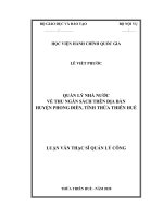 Luận văn Thạc sĩ Quản lý công: Quản lý nhà nước về thu ngân sách trên địa bàn huyện Phong Điền, tỉnh Thừa Thiên Huế