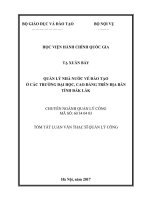 Tóm tắt Luận văn Thạc sĩ Quản lý công: Quản lý nhà nước về đào tạo ở các trường đại học, cao đẳng trên địa bàn tỉnh Đắk Lắk