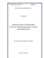 Luận văn Thạc sĩ Quản lý công: Kiểm soát thủ tục hành chính tại Ủy ban nhân dân quận Bắc Từ Liêm, thành phố Hà Nội