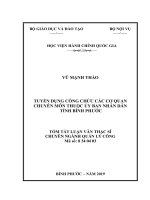 Tóm tắt Luận văn Thạc sĩ Quản lý công: Tuyển dụng công chức các cơ quan chuyên môn thuộc Ủy ban nhân dân tỉnh Bình Phước