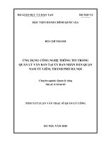 Tóm tắt Luận văn Thạc sĩ Quản lý công: Ứng dụng công nghệ thông tin trong quản lý văn bản tại Ủy ban nhân dân quận Nam Từ Liêm, thành phố Hà Nội