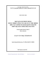 Một số giải pháp nhằm hoàn thiện công tác quản lý thu bảo hiểm xã hội khu vực kinh tế ngoài quốc doanh trên địa bàn tỉnh thái nguyên 