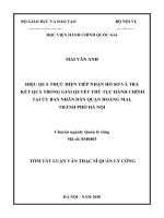 Tóm tắt Luận văn Thạc sĩ Quản lý công: Hiệu quả thực hiện tiếp nhận hồ sơ và trả kết quả trong giải quyết thủ tục hành chính tại UBND quận Hoàng Mai, thành phố Hà Nội