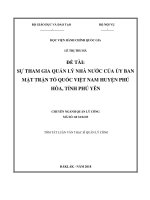 Tóm tắt Luận văn Thạc sĩ Quản lý công: Sự tham gia vào quản lý nhà nước của Uỷ ban Mặt trận Tổ quốc Việt Nam huyện Phú Hòa, tỉnh Phú Yên