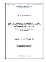 Giải pháp nâng cao hiệu quả công tác quản lý chất lượng tư vấn thiết kế công trình thủy lợi trên địa bàn quận 12  