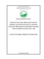 Đánh giá việc thực hiện quyền chuyển nhượng, tặng cho, thừa kế của người sử dụng đất trên địa bàn thành phố nam định, tỉnh nam định giai đoạn 2016 2019 
