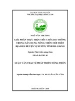 Giải pháp thực hiện tiêu chí giao thông trong xây dựng nông thôn mới trên địa bàn huyện vị xuyên tỉnh hà giang” 