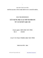 Xây dựng hệ luật mờ mamdani từ cơ sở dữ liệu số 