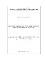 Phát triển hợp tác xã nông nghiệp kiểu mới tren địa bàn tỉnh thái nguyên 