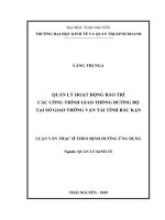 Quản lý hoạt động bảo trì các công trình giao thông đường bộ tại sở giao thông vận tải tỉnh bắc kạn 