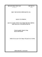 Tóm tắt Luận văn Thạc sĩ Quản lý công: Quản lý nhà nước về lễ hội truyền thống trên địa bàn tỉnh Bình Phước