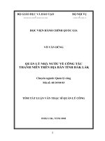 Tóm tắt Luận văn Thạc sĩ Quản lý công: Quản lý nhà nước về công tác thanh niên trên địa bàn tỉnh Đắk Lắk