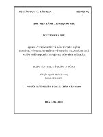 Tóm tắt Luận văn Thạc sĩ Quản lý công: Quản lý Nhà nước về đầu tư xây dựng cơ sở hạ tầng giao thông từ nguồn ngân sách nhà nước trên địa bàn huyện Ea Súp, tỉnh Đắk Lắk