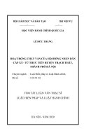 Tóm tắt Luận văn Thạc sĩ Luật Hiến pháp và Luật Hành chính: Hoạt động chất vấn của Hội đồng nhân dân cấp xã - Từ thực tiễn huyện Thạch Thất, thành phố Hà Nội