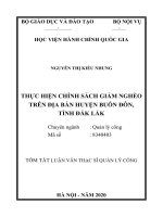 Tóm tắt Luận văn Thạc sĩ Quản lý công: Thực hiện chính sách giảm nghèo trên địa bàn huyện Buôn Đôn, tỉnh Đắk Lắk