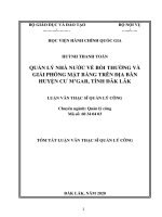 Tóm tắt Luận văn Thạc sĩ Quản lý công: Quản lý nhà nước về Bồi thường và giải phóng mặt bằng trên địa bàn huyện Cư M’gar, tỉnh Đắk Lắk