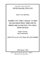 Nghiên cứu thực trạng và một số giải pháp phát triển rừng phòng hộ tại huyện văn chấn tỉnh yên bái 