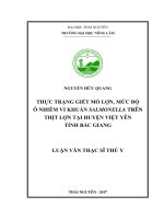 Thực trạng giết mổ lợn mức độ ô nhiễm vi khuẩn salmonella trên thịt lợn tại huyện việt yên tỉnh bắc giang 