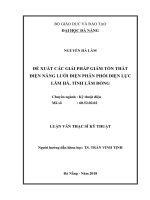 ĐỀ XUẤT CÁC GIẢI PHÁP GIẢM TỔN THẤT ĐIỆN NĂNG LƯỚI ĐIỆN PHÂN PHỐI ĐIỆN LỰC LÂM HÀ, TỈNH LÂM ĐỒNG  LUẬN VĂN THẠC SĨ KỸ THUẬT