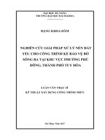 NGHIÊN CỨU GIẢI PHÁP XỬ LÝ NỀN ĐẤT YẾU CHO CÔNG TRÌNH KÈ BẢO VỆ BỜ SÔNG BA TẠI KHU VỰC PHƯỜNG PHÚ ĐÔNG, THÀNH PHỐ TUY HÒA LUẬN VĂN THẠC SĨ